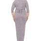 Vestido feminino Betsy &amp; Adam com manga comprida e franzido metálico, cinza, tamanho 22W