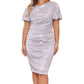 Vestido tubinho com mangas esvoaçantes metálicas Betsy &amp; Adam feminino, cinza, tamanho 18W