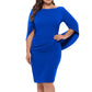 Vestido justo feminino Betsy &amp; Adam com costas drapeadas, azul, tamanho 20W