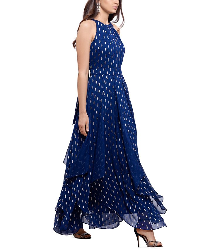 Vestido feminino estampado Betsy &amp; Adam, azul, tamanho 16