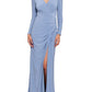 Vestido feminino Betsy &amp; Adam com manga comprida franzida, azul, tamanho 8