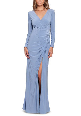 Vestido feminino Betsy &amp; Adam com manga comprida franzida, azul, tamanho 8