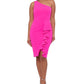 Vestido feminino Betsy &amp; Adam com babados e um ombro, rosa, tamanho 6