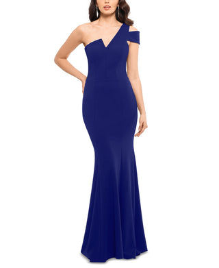 Vestido feminino Betsy &amp; Adam, de um ombro só, evasê, azul, tamanho 8