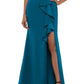 Vestido sem mangas com babados Betsy &amp; Adam para mulheres, azul, tamanho 12
