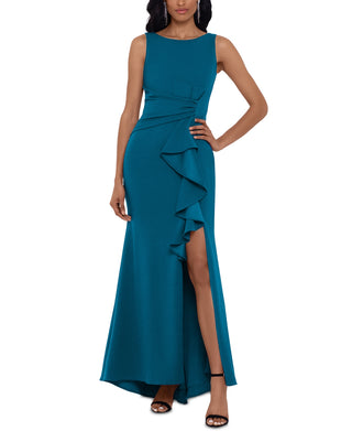 Vestido sem mangas com babados Betsy &amp; Adam para mulheres, azul, tamanho 12