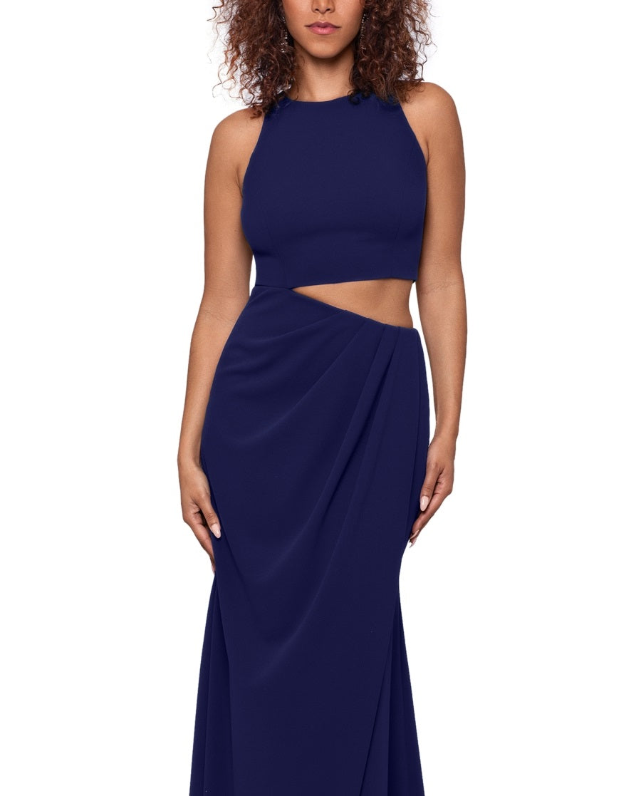 Vestido feminino Betsy &amp; Adam com recorte na cintura e pregas no quadril, azul, tamanho 2