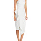 Vestido midi de crepe Scuba de um ombro só para mulheres Aqua, branco, tamanho 4