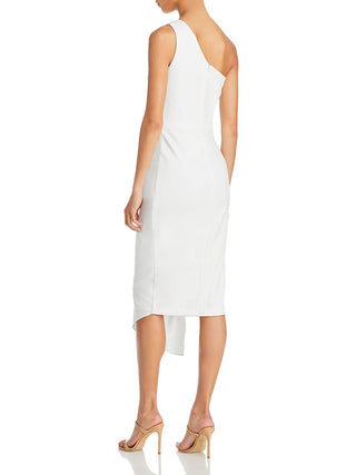 Vestido midi de crepe Scuba de um ombro só para mulheres Aqua, branco, tamanho 4