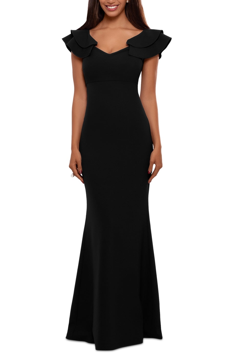 Vestido feminino Betsy &amp; Adam com mangas franzidas, preto, tamanho 2, pequeno