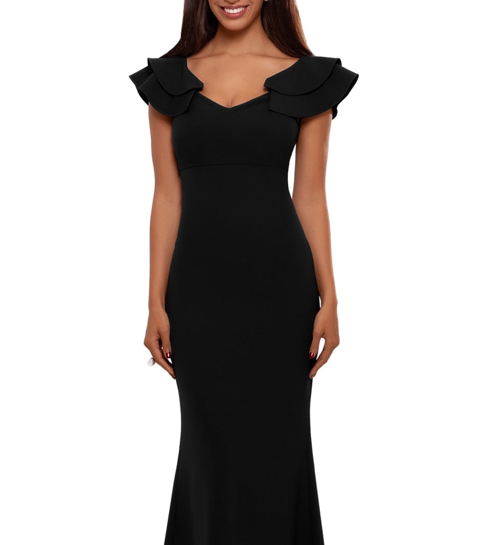 Vestido feminino Betsy &amp; Adam com mangas franzidas, preto, tamanho 2, pequeno