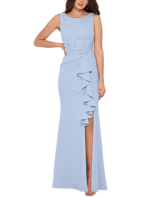 Vestido Betsy &amp; Adam Feminino Gola Canoa Cascata Detalhe Babados Azul Tamanho 10 Petite