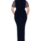 Vestido feminino Betsy &amp; Adam com mangas e babados e contas, azul, tamanho 14W