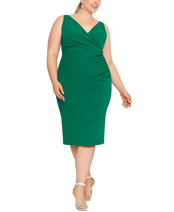Vestido tubinho com sobrepeliz Betsy &amp; Adam feminino, verde, tamanho 18W