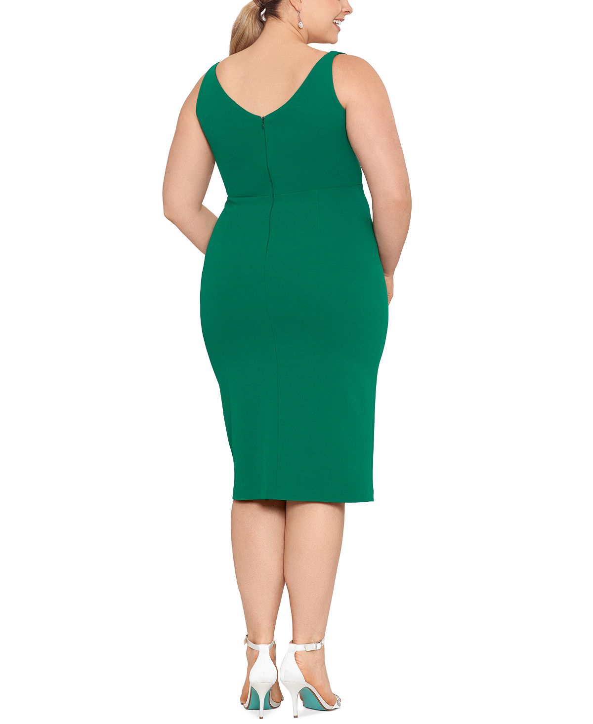 Vestido tubinho com sobrepeliz Betsy &amp; Adam feminino, verde, tamanho 18W