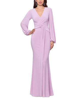 Vestido drapeado com decote em V feminino Betsy &amp; Adam, rosa, tamanho 6