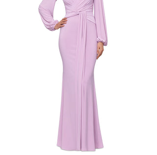 Vestido drapeado com decote em V feminino Betsy &amp; Adam, rosa, tamanho 6