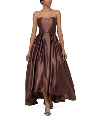 Vestido longo sem alças Betsy &amp; Adam feminino marrom tamanho 10 pequeno