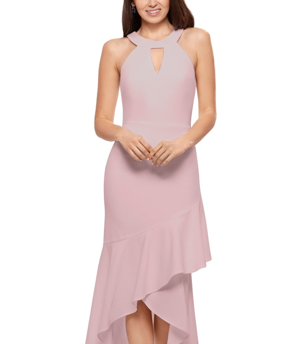 Vestido de festa feminino Betsy &amp; Adam com decote halter e decote em V, rosa, tamanho 8