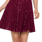 Vestido curto feminino Blondie Nites com lantejoulas e ajuste evasê, roxo, tamanho 4
