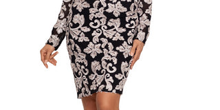 Vestido tubinho de malha bordada Betsy &amp; Adam feminino, preto, tamanho 4