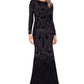 Vestido longo feminino Betsy &amp; Adam com brilho, preto, tamanho 14