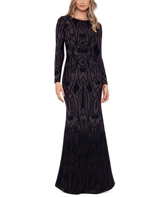 Vestido longo feminino Betsy &amp; Adam com brilho, preto, tamanho 14