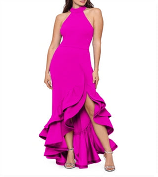 Vestido feminino Aqua com costas nadador e babados, roxo, tamanho 4