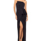 Vestido assimétrico sem alças Betsy &amp; Adam feminino, preto, tamanho 4