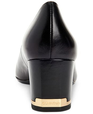 Calvin Klein Women's Nita Block Heel Pump In Black Leather Size 7 M