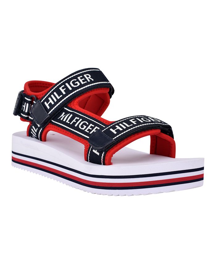Sandálias esportivas femininas Tommy Hilfiger Nurii Hook And Loop, vermelhas, tamanho 8 M