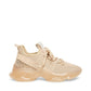 Tênis Steve Madden Maxima com acabamento em strass feminino, marrom, tamanho 8,5 M