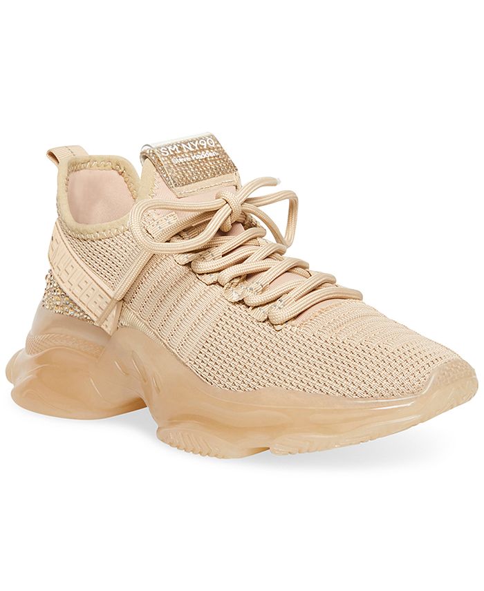 Tênis Steve Madden Maxima com acabamento em strass feminino, marrom, tamanho 8,5 M