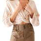 Top torcido feminino Free People Fall For You tamanho médio - bege