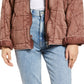 Jaqueta acolchoada feminina Free People com manga dolman, vermelha, tamanho grande