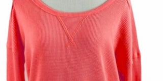 Blusa térmica feminina Free People, manga comprida, gola redonda, vermelha, tamanho X-S