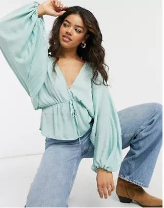 Blusa Elouise Feminina Free People Azul Tamanho X-S