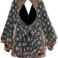 Túnica feminina Ikat manga comprida, preta, tamanho pequeno, da Free People