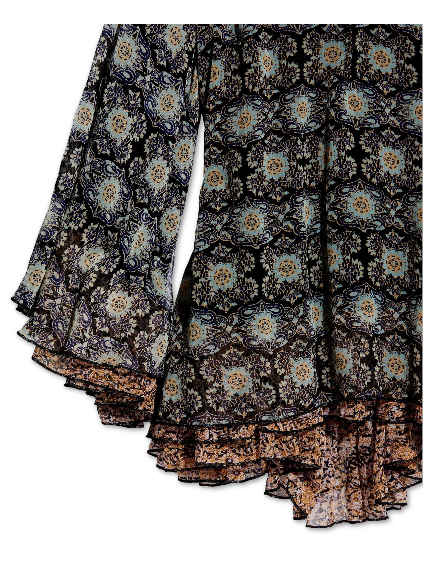 Túnica feminina Ikat manga comprida, preta, tamanho pequeno, da Free People