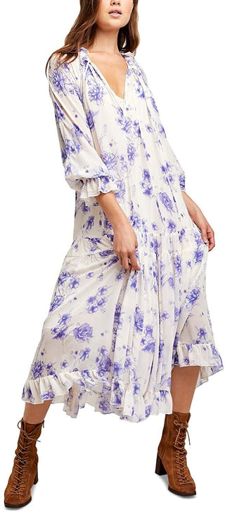 Vestido midi de manga comprida Feeling Groovy da Free People para mulheres, tamanho X-S