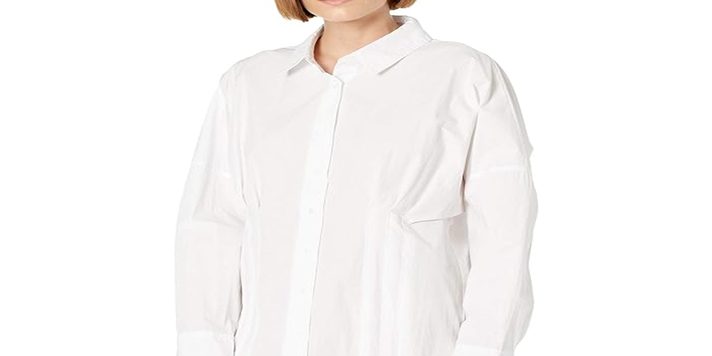 Vestido-camisa Taia feminino Free People, branco, tamanho extragrande