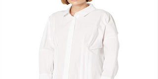 Vestido-camisa Taia feminino Free People, branco, tamanho extragrande