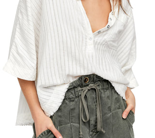 Camisa grande feminina Ava da Free People, branca, tamanho pequeno