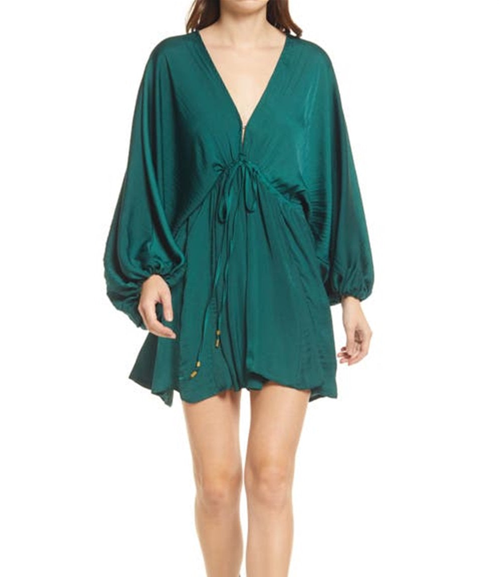Vestido curto feminino Arzel manga comprida verde tamanho extragrande da Free People