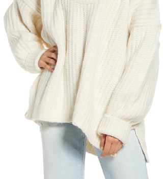 Suéter feminino Free People Blue Bell com decote em V, bege, tamanho extrapequeno