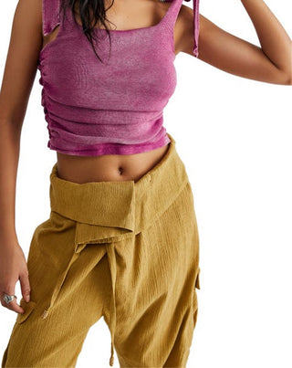 Blusa curta de algodão Boulevard feminina Free People, roxa, tamanho X-S