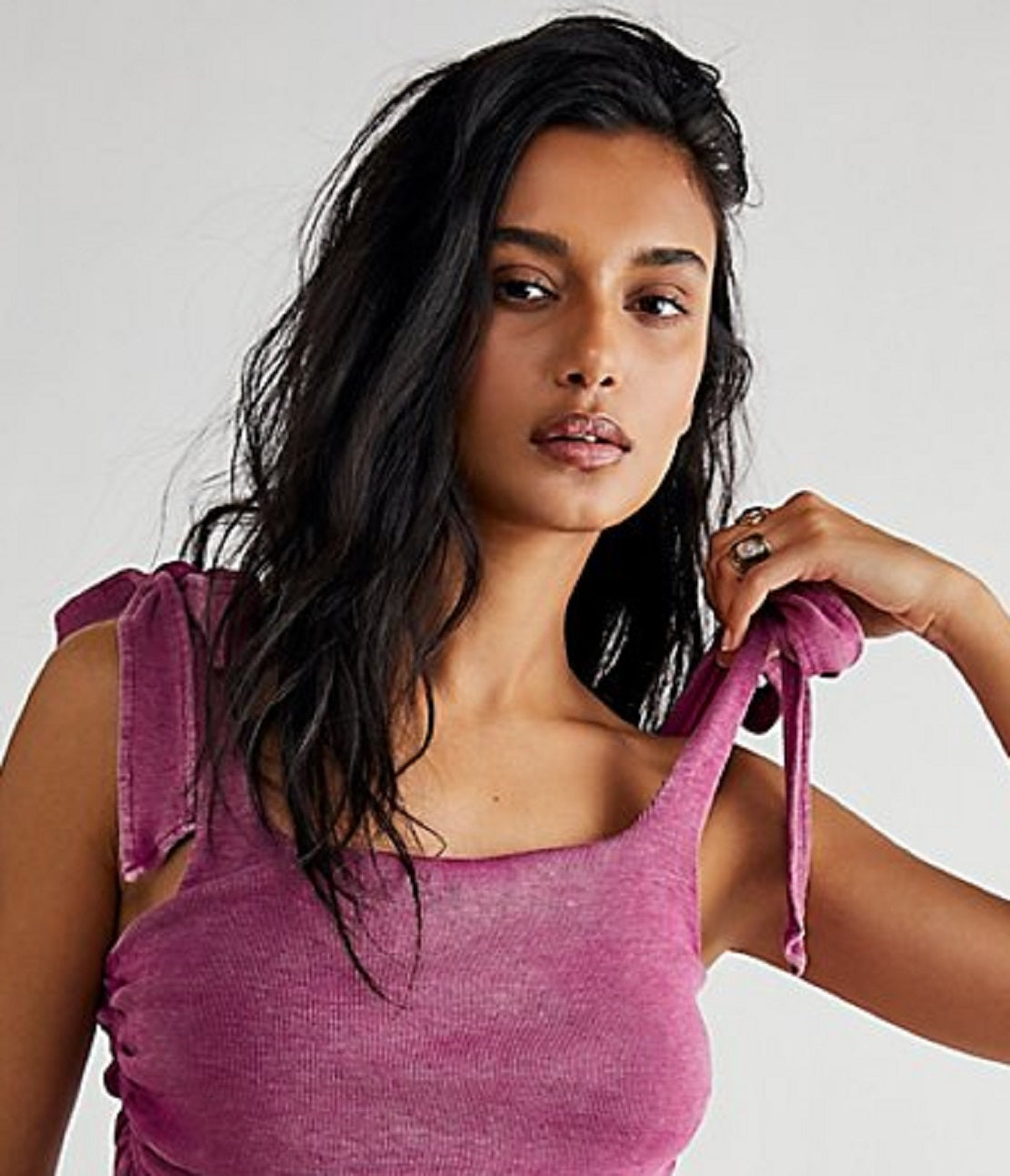 Blusa curta de algodão Boulevard feminina Free People, roxa, tamanho pequeno