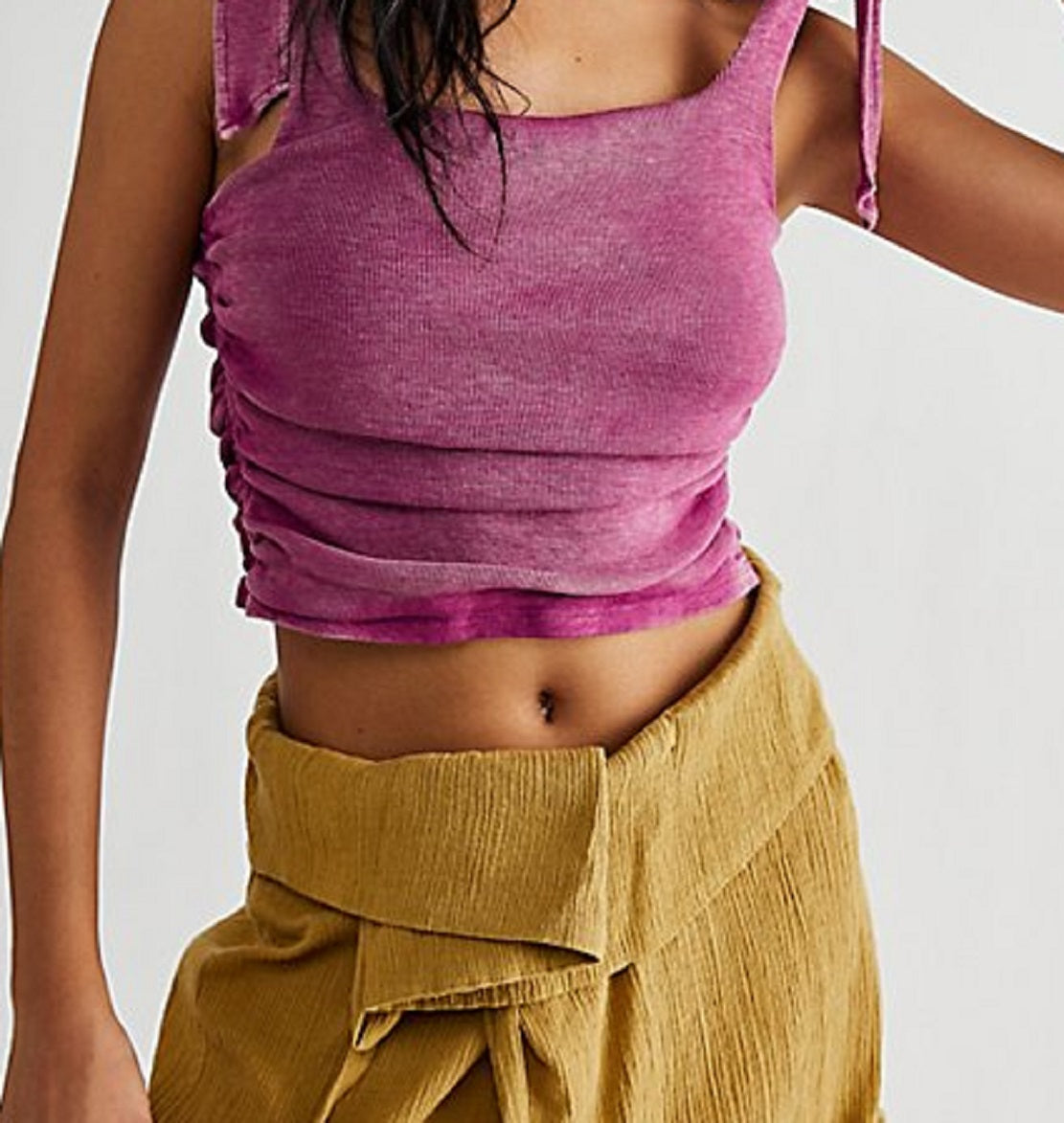 Blusa curta de algodão Boulevard feminina Free People, roxa, tamanho pequeno