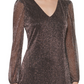 Vestido de festa feminino Kensie com manga comprida e brilho, preto, tamanho 4