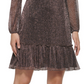 Vestido de festa feminino Kensie com manga comprida e brilho, preto, tamanho 4